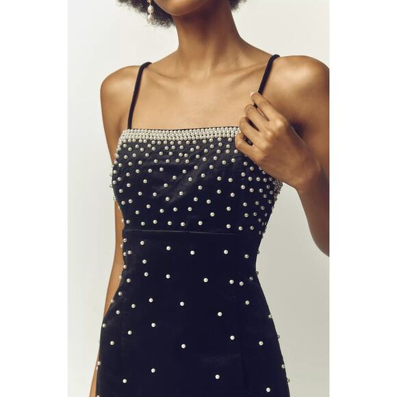 Anthropologie MAEVE The Brynne 3D Dress Pearl-Embellished Velvet 10 NWT $248 - Picture 4 of 6